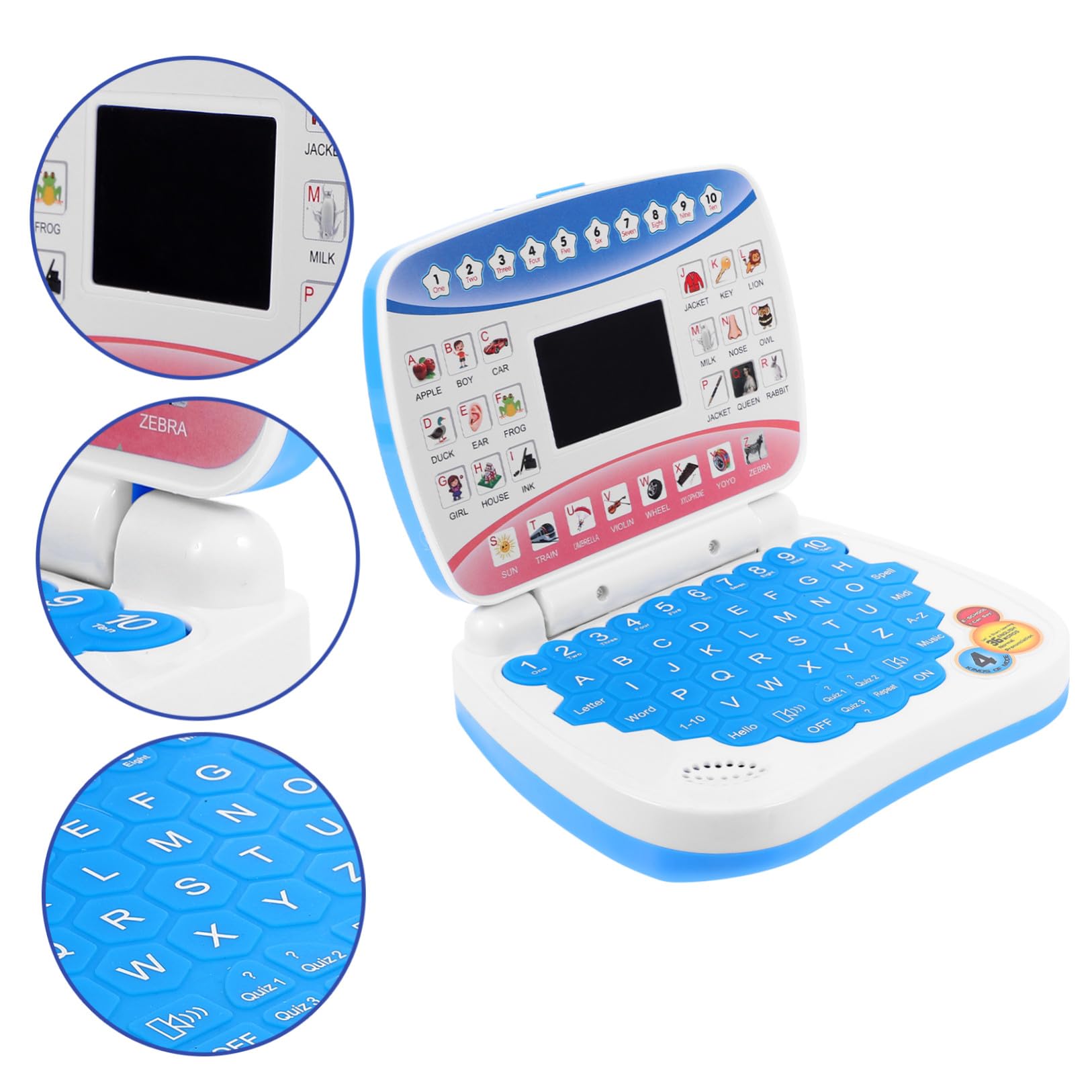 Computer Portatile Istruttivo Bimbo, Mini Simulazione LED Blu | Festa Scuola Decor, Gioco Musicale per Bambini, Batteria 3 X Aa Non Inclusa