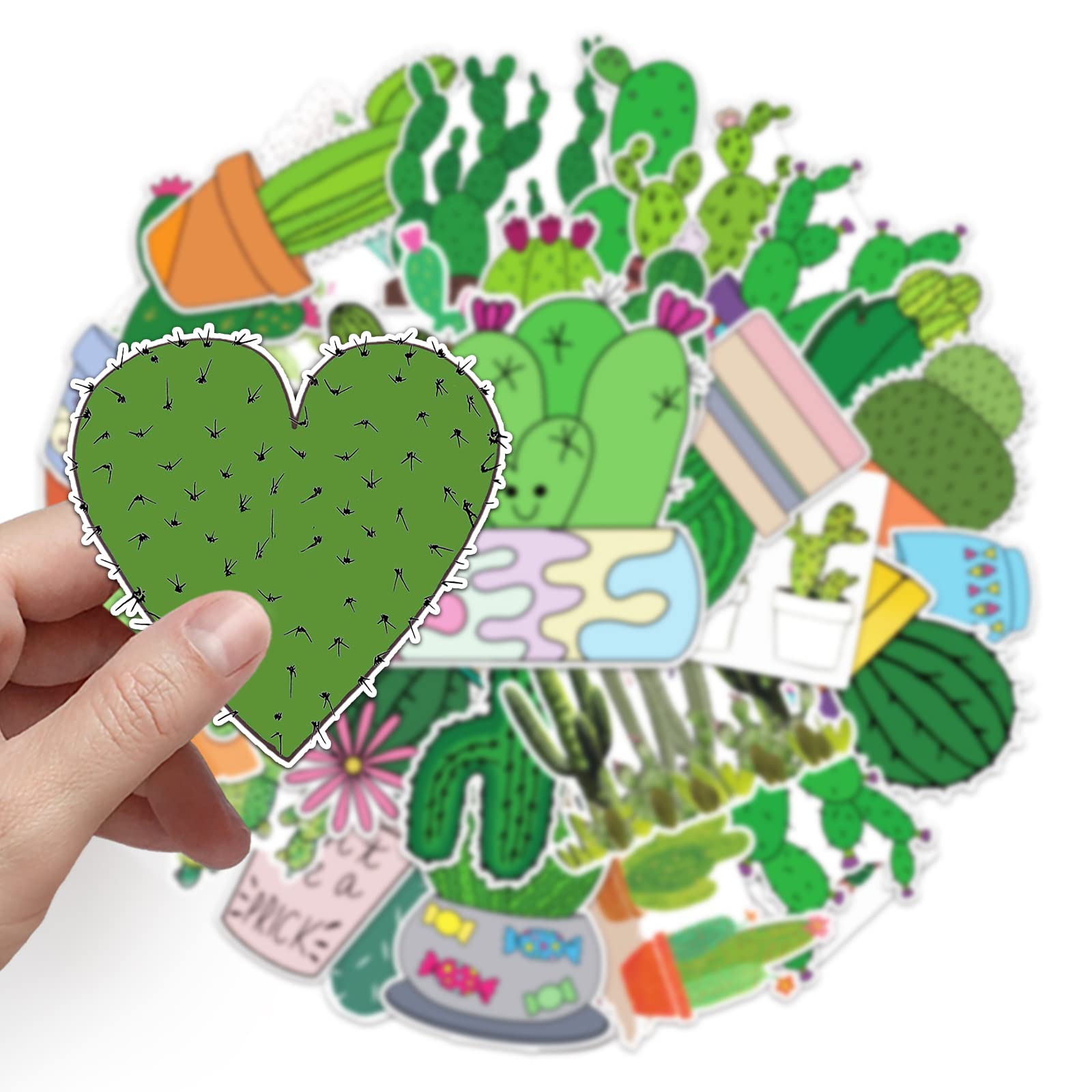 Seedware 50 Pcs Cute Stickers,Zombie Halloween,Vinyl Waterproof Stickers for Water Bottles Laptop Skateboard Journaling Scrapbook, Sticker Decals for Adults Teens Girls Kids and Women (Cactus) 2