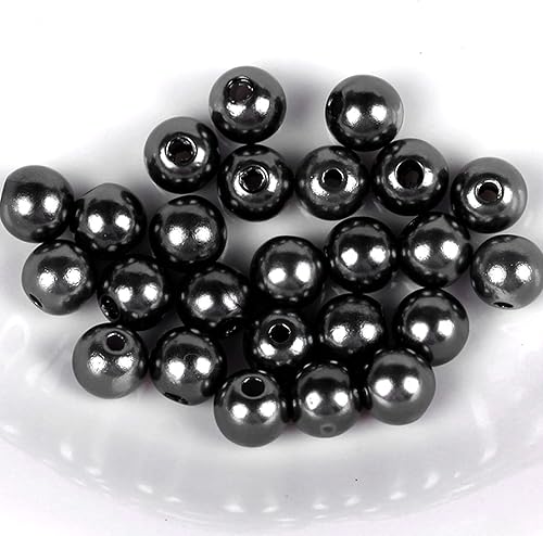 Miniatura 2 de Niziky 1000 cuentas de perlas para la fabricación de joyas, cuentas redondas sueltas negras de 0.236 pulgadas con agujero, cuentas de perlas
