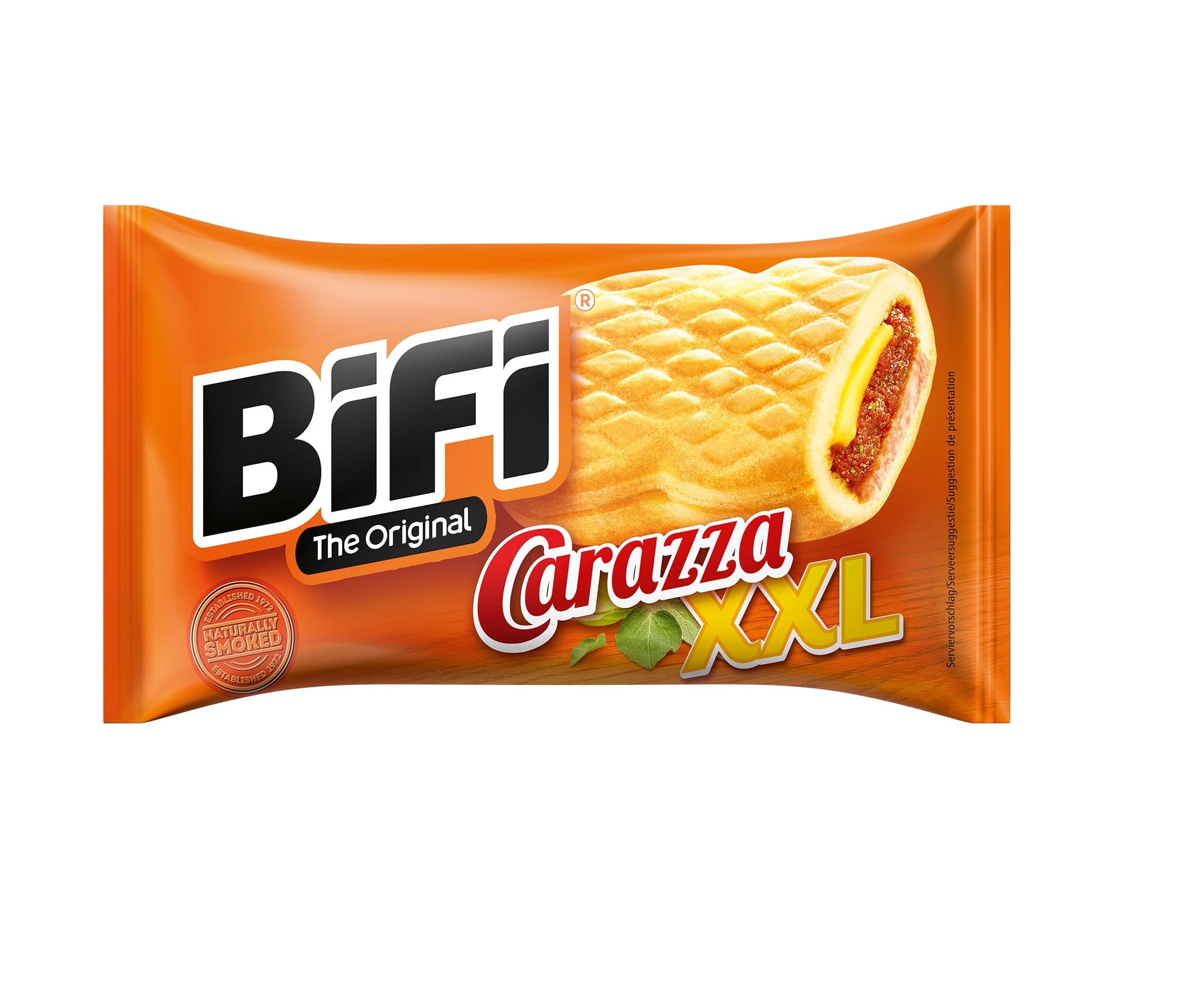 BiFi Carazza Original XXL – 15er Pack (15 x 75 g) – Herzhafter Pizzasnack zum Mitnehmen