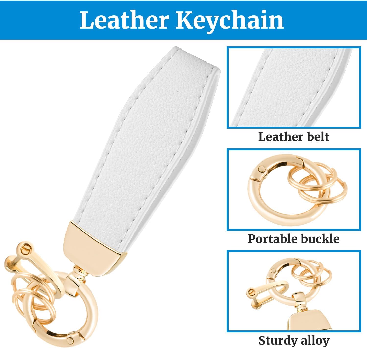 for KIA Key fob cover, Telluride Sorento Sportage, Leather, White image 3