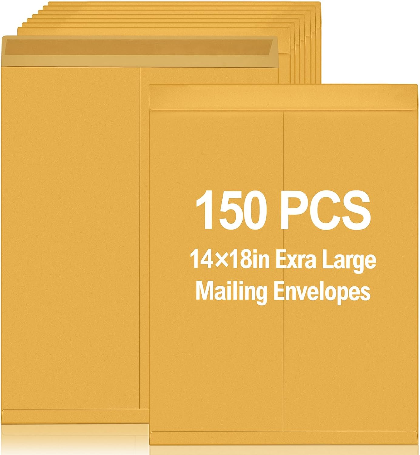 Motipuns 150 Pcs 14" x 18" Extra Large Mailing Envelopes 32lb with Gummed Flaps, Catalog Jumbo Craft Envelopes for Mailing, Storage and Organizing Documents Office Supplies(Yellow)