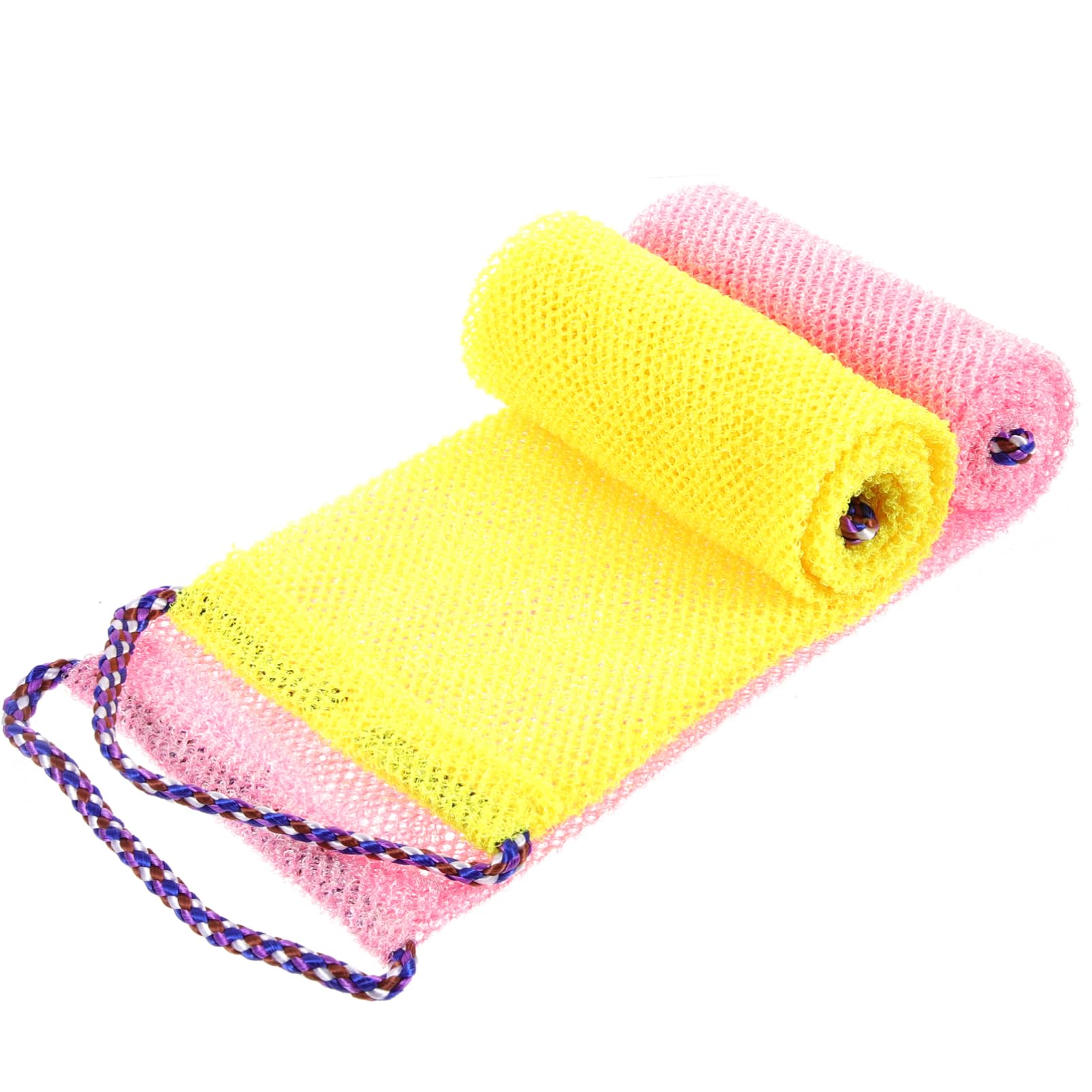 ERINGOGO 2pcs Exfoliating Bath Scrubber Towels Lightweight Drawstring Back Washing Towels for Skin Cleaning for Back Neck and Shoulder Care