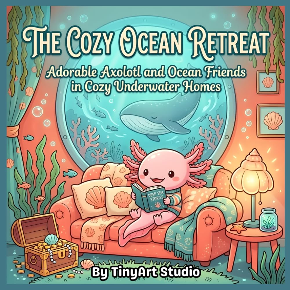 Cozy Axolotl Coloring Book for Adults: Cute Ocean Animals for Relaxation and Stress Relief: Adorable Axolotl and Ocean Friends in Cozy Underwater Homes (Cute & Cozy Axolotl Friends Coloring Book)