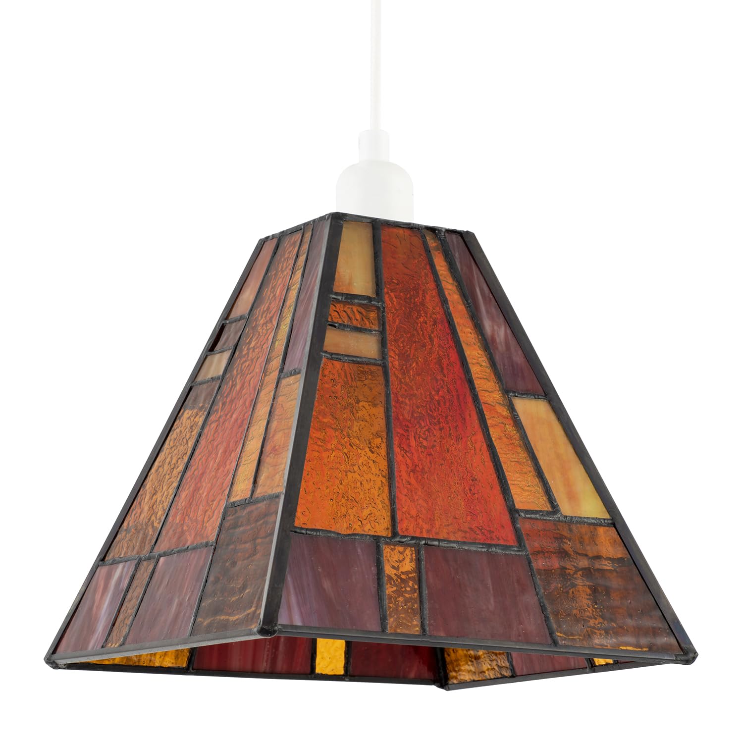 Happy Homewares Art Denergy Savingtiffany Pendant Lighting Shade With Orange And Amber Panels from B&Q