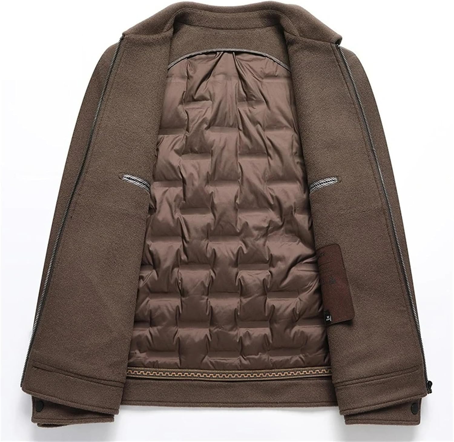 Mens Short Down Jackets Thicken Business Casual Goose Down Filled Coat Detachable Lightweight Winter Wool Coat