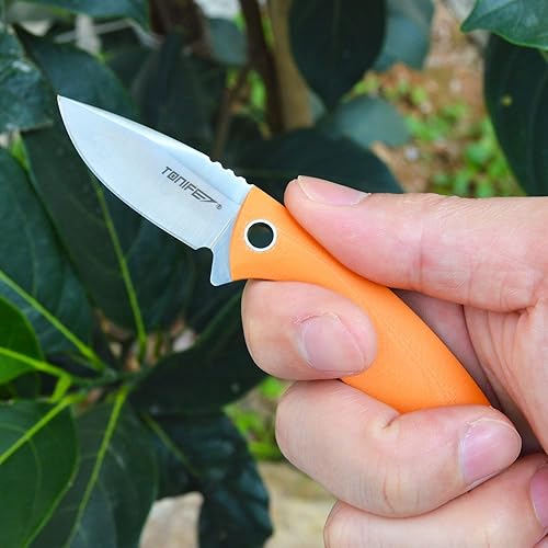 Miniatura 10 de TONIFE Cuchillo para el cuello, mini cuchillo de supervivencia al aire libre, cuchillo EDC de alta dureza, hoja afilada de 1.7 pulgadas, cuchillo