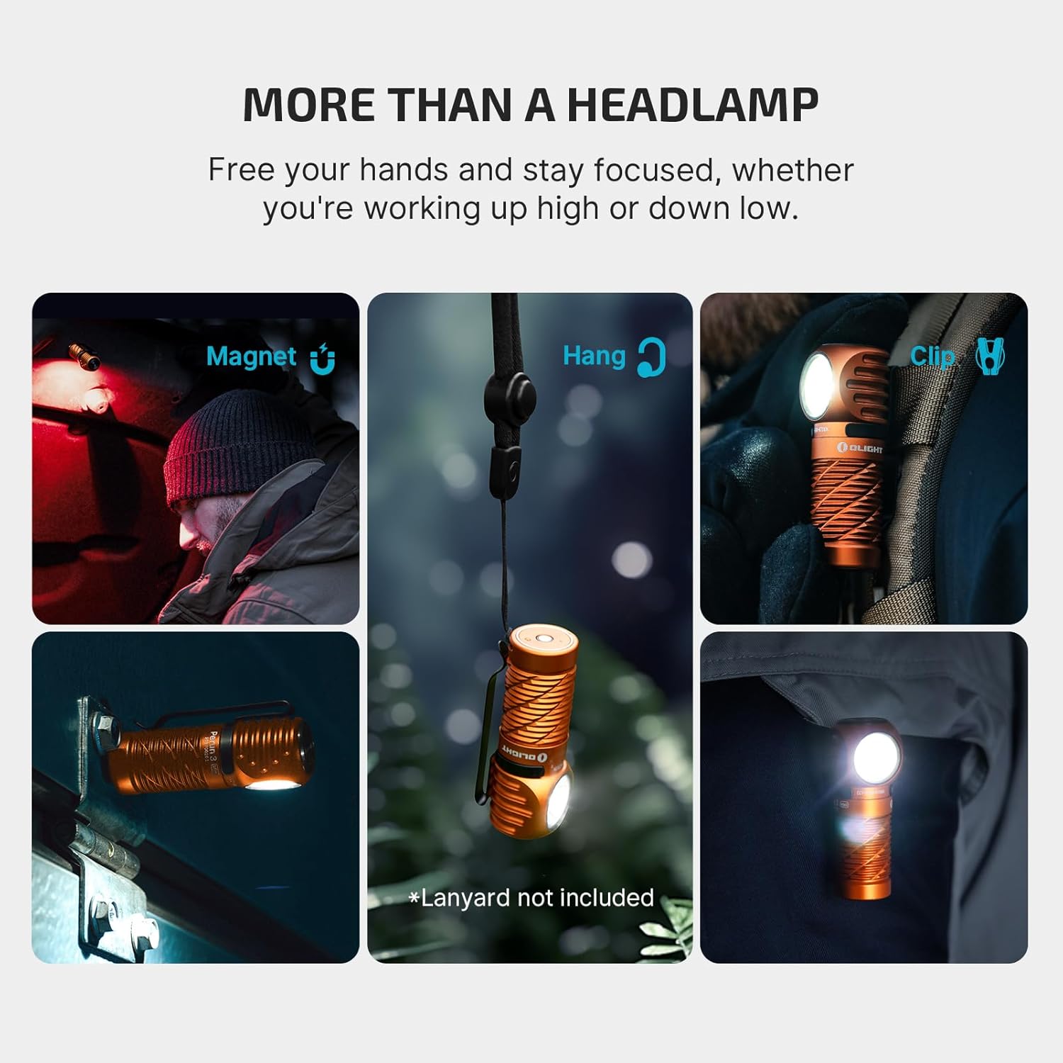 OLIGHT Perun 3 Mini Headlamp 1250 Lumens LED Head Flashlight,Rechargeable Headlight with Red Light Option,Perfect for Working, Hiking, Camping and Climbing (Cool White 5700K~6700K, Orange) - Image 6