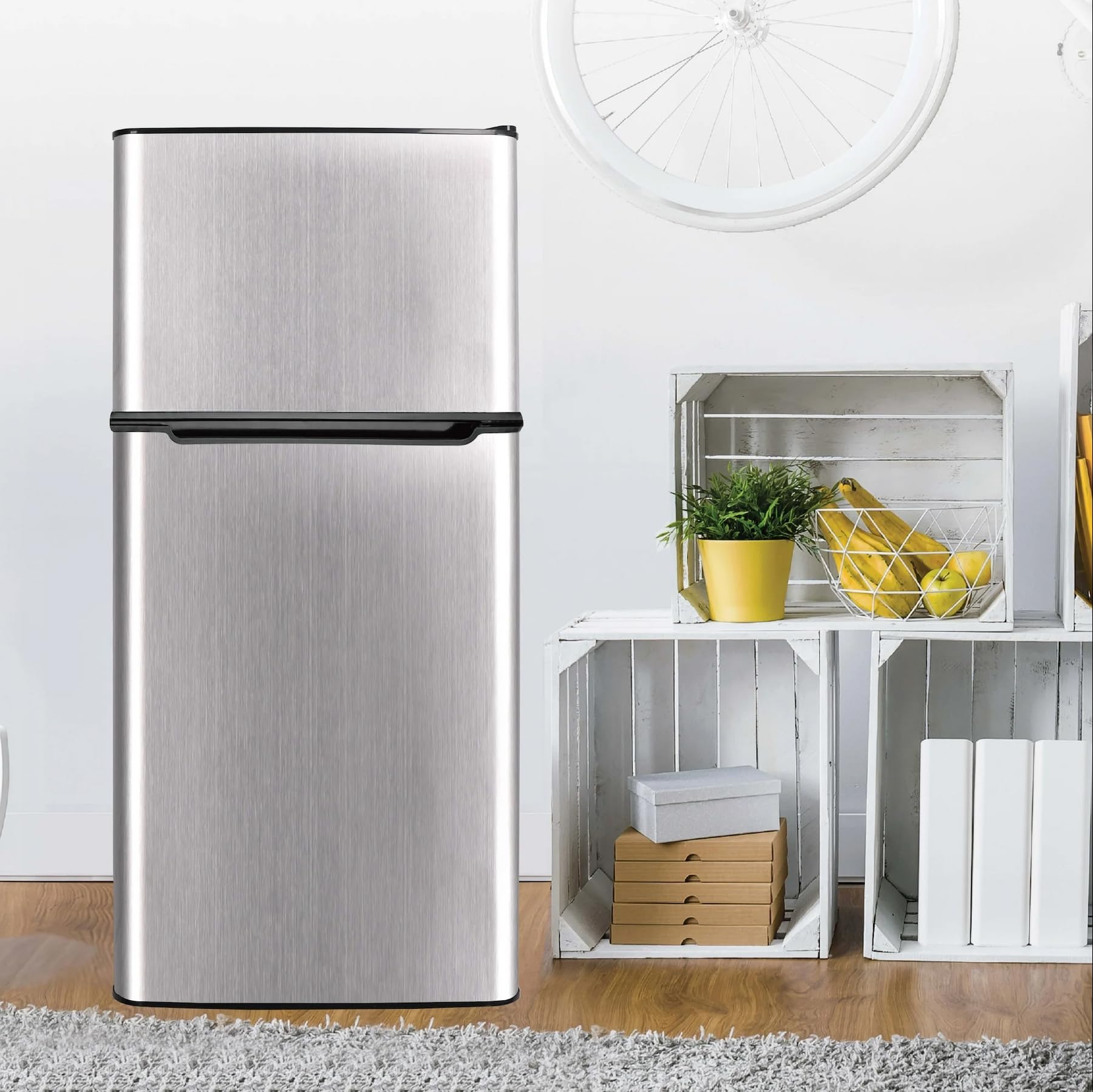 Generic Fda, 4.5 Cu. Ft., 2 Door Compact Refrigerator-Chrome Trim, Efr451, Platinum on Fridge.com - View 3