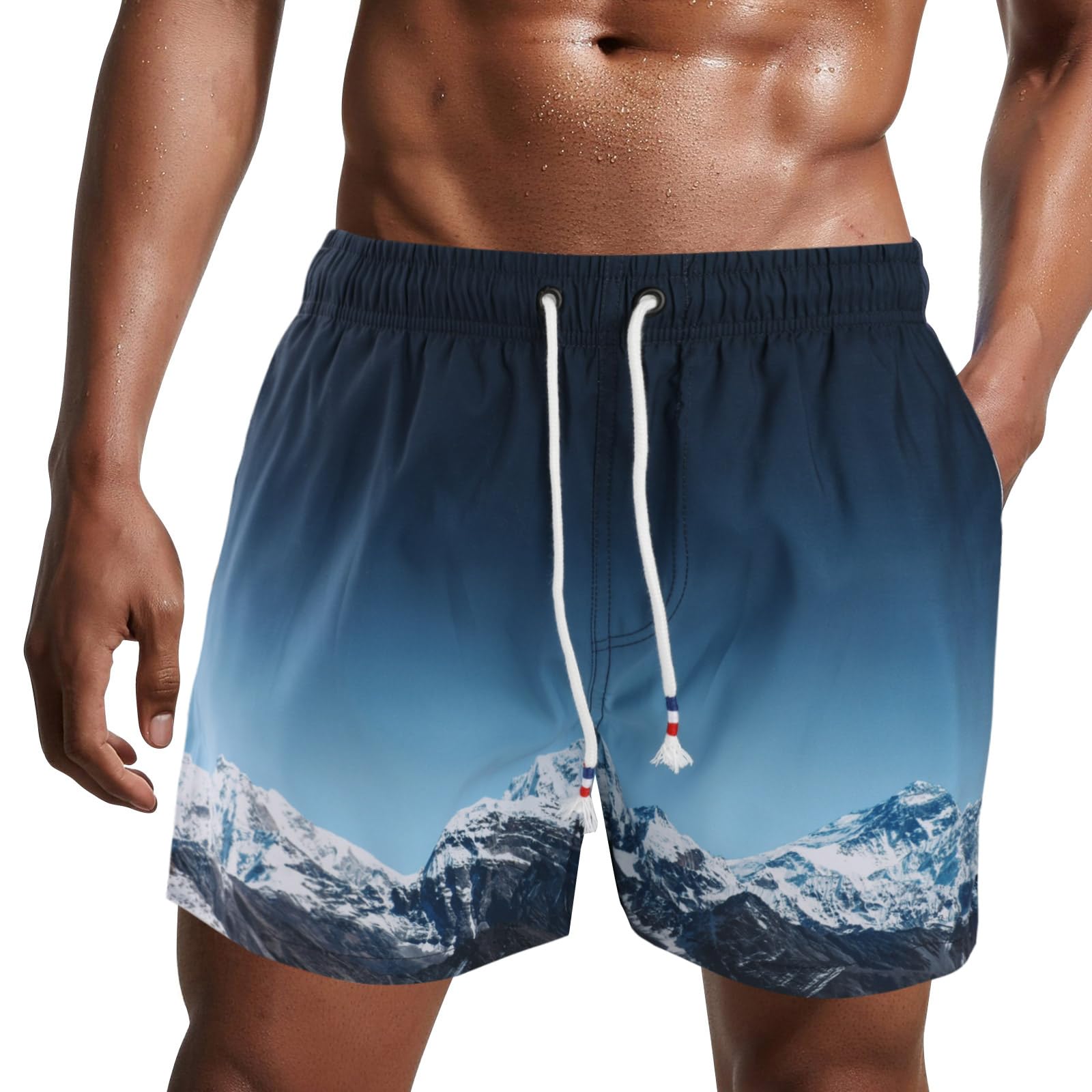 Danfiki Pantaloncini Costume da Bagno Uomo Asciugatura Veloce Calzoncini da Beach Costume da Bagno Fodera Rete con Taschino e Coulisse Trunks
