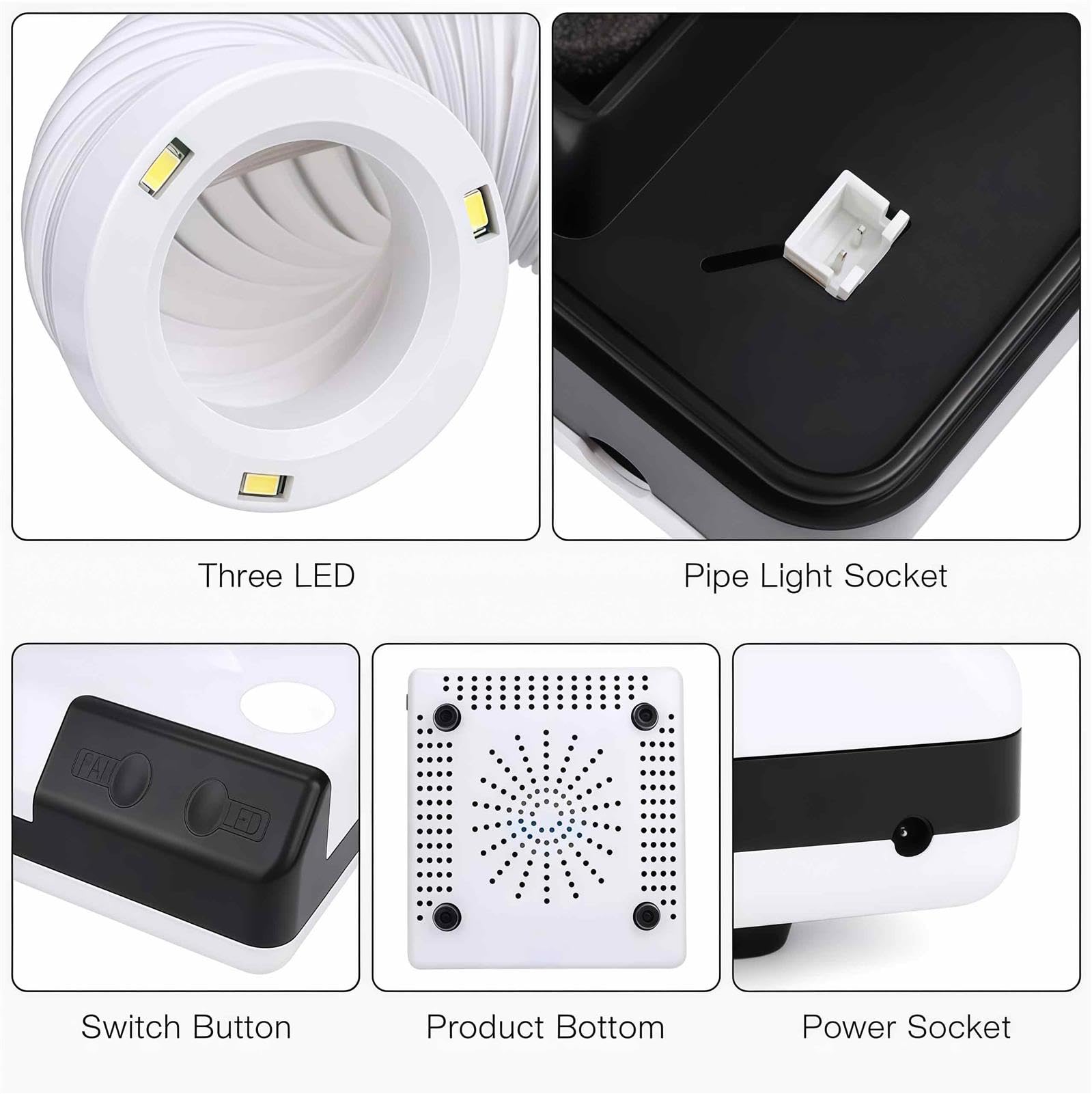 Aspirapolvere elettrico girevole a 360° con ventola e LED, 2 in 1, potente rimozione della polvere per salone e uso domestico