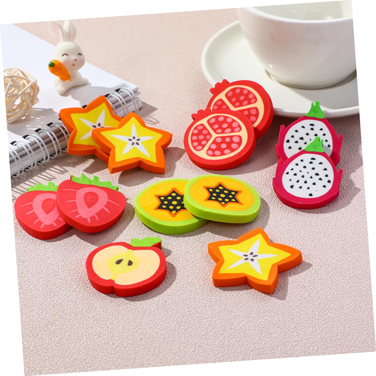 3 Stück Frucht Radiergummis - Süße Mini Radierer Für Schule