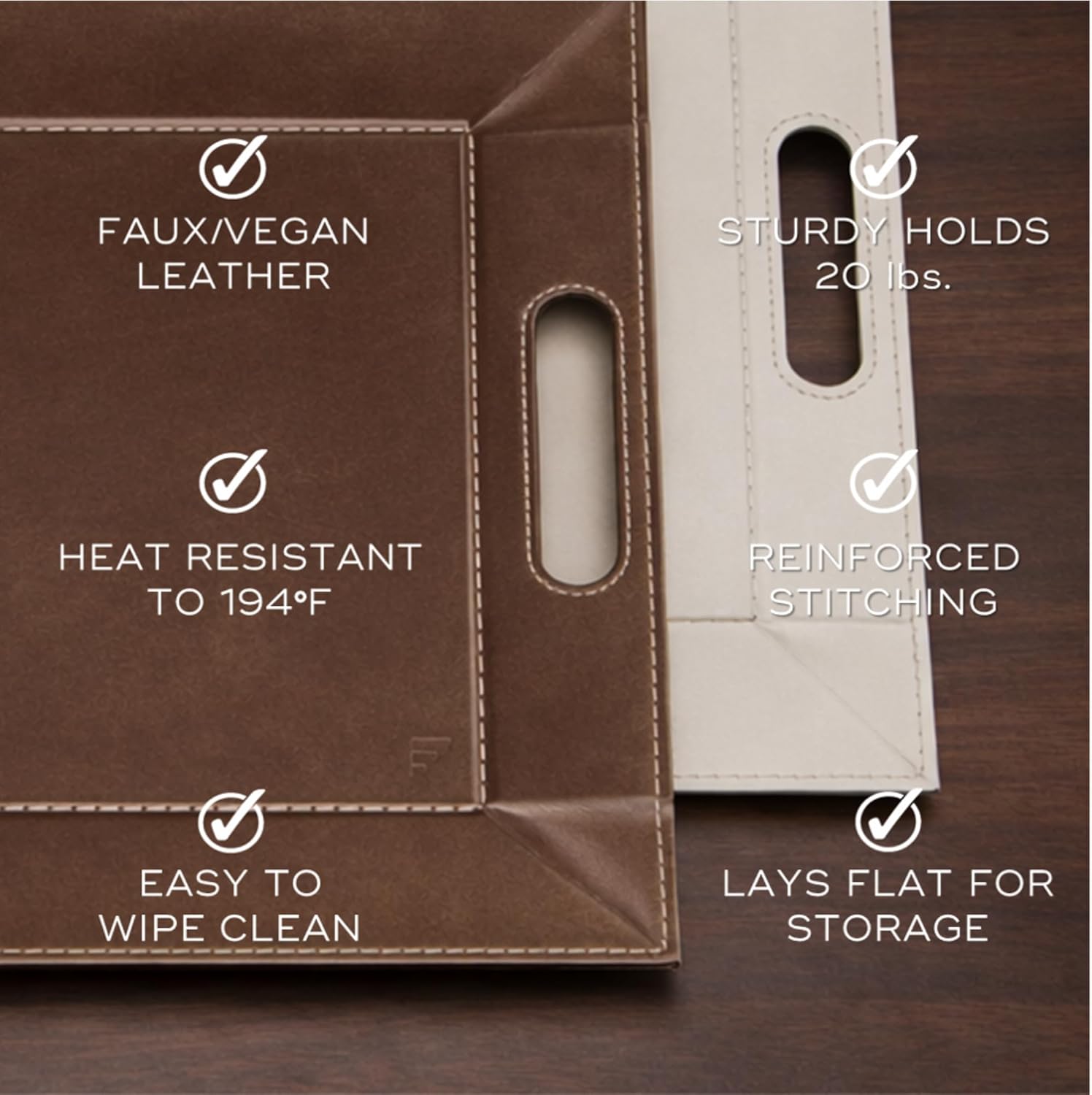 FREEFORM PLACEsMAT 2-in-1 Faux Leather Placemat & Serving Tray | Reversible Design, Lays Flat & Easy to Clean | Ottoman Food Tray, Perfect Housewarming Gift, 18” x 14” (Bronze & Stone, Single)
