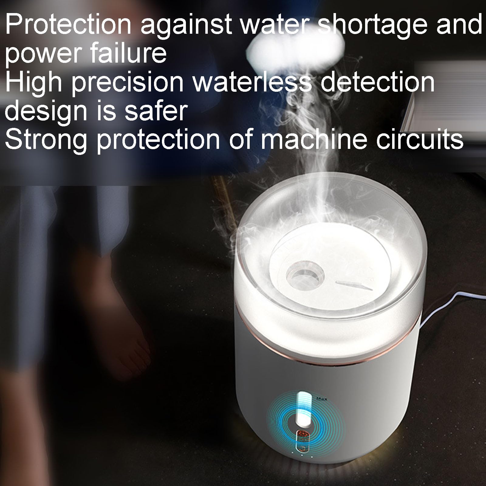 Umidificatore con doppia uscita nebbia, lampada aromatica silenziosa per interni e protezione di spegnimento automatico, per camera da letto e ufficio