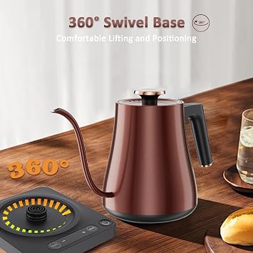Gooseneck Electric Kettle 1.0L, 1000W, Pour Over, Vintage Copper