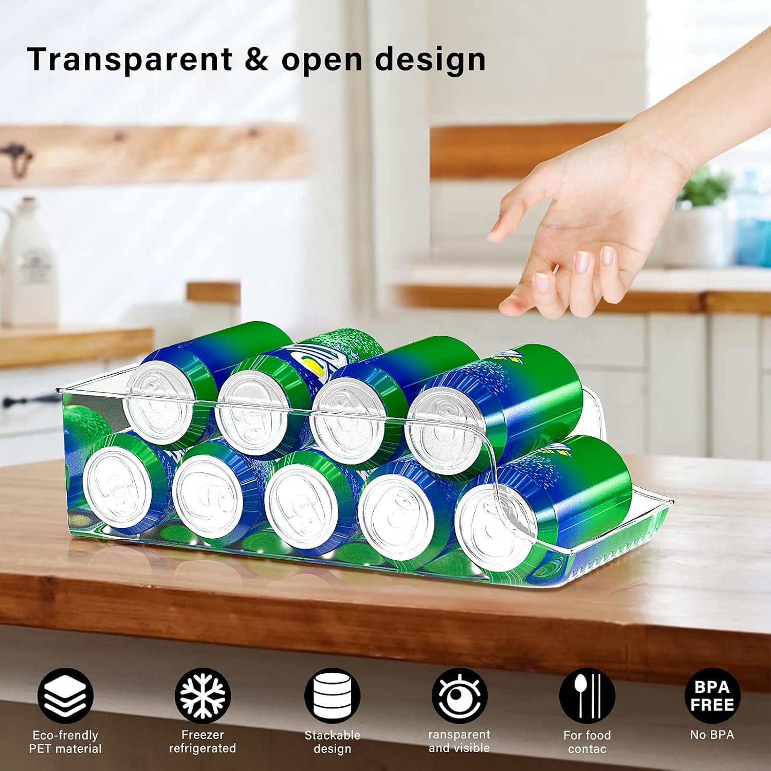 Atopov Set of 2 Refrigerator Organizer Bins Fridge Organizer Freezer Pantry Organization and Storage, Beverage, Canned Food Container Bin for Refrigerator (2): Home & Kitchen