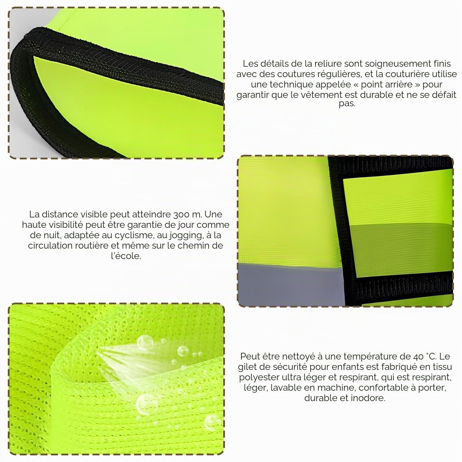 PORFOYO 10 Pièces Gilet De Sécurité pour Enfant, Gilet De Sécurité Réfléchissant, Gilet Reflechissant Enfant, Gilet De Sécurité Enfants, Gilet De Sécurité Haute Visibilité, pour Les Écoles, Le Sport
