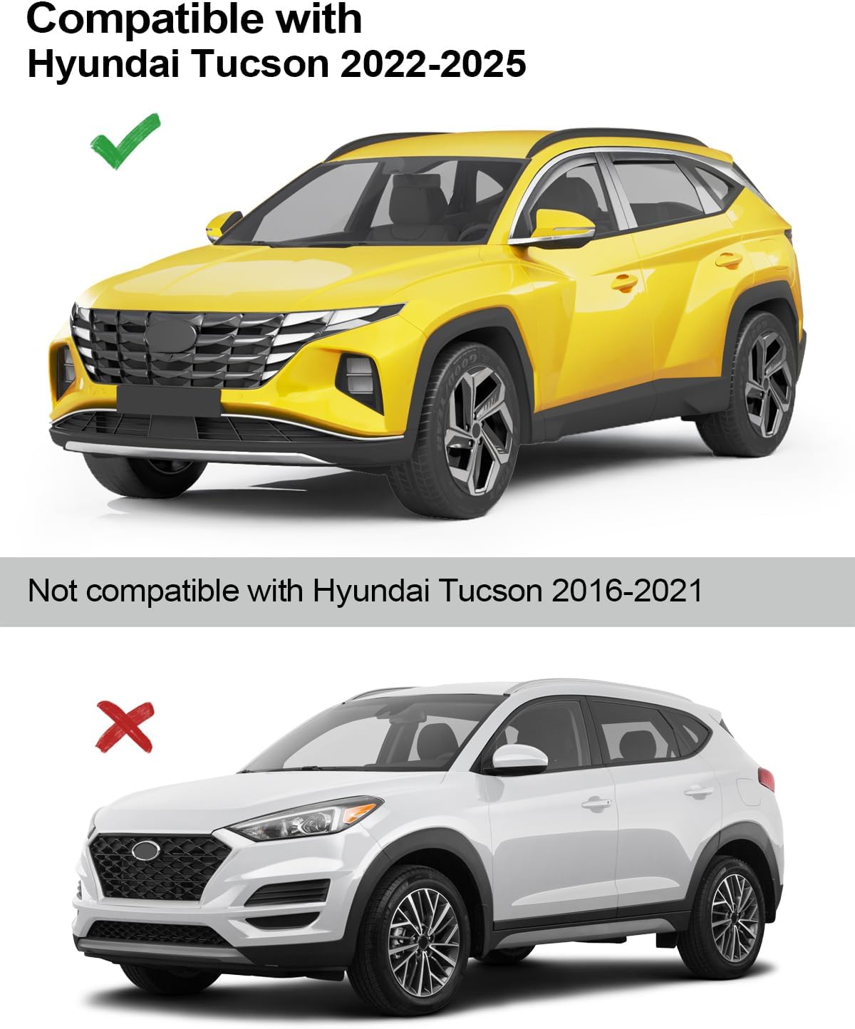in-Channel Window Rain Guards Fit for Hyundai Tucson 2022 2023 2024 2025 2026 Rain Guards Extra Durable Window Deflectors Visors Vent Visors Vent Shades Car Accessories -4 pcs