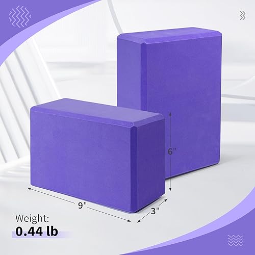 Miniatura 2 de Yoga Blocks 2 Pack 9x6x3 Inches, Sturdy Foam Yoga Block, Premium EVA, Non Slip High Density for Pilates Meditation, Stretching and Toning