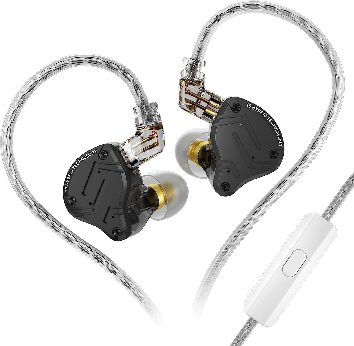 KZ ZS10 PRO X in Ear Monitor Headphones, KZ Upgraded 4BA+1DD Multi Driver IEM Earphones Gaming Earbuds Wired with Detachable Cable for Audiophile Singer Drummer Guitarist(Matte Black,with Mic)