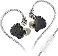KZ ZS10 PRO X in Ear Monitor, KZ Upgrade 4BA+1DD Multi Driver IEM Fones de ouvido para jogos com cabo destacável para cantor audiófilo baterista guitarrista (preto fosco, com microfone)