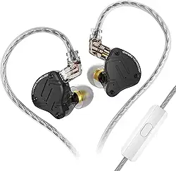KZ ZS10 PRO X in Ear Monitor, KZ Upgrade 4BA+1DD Multi Driver IEM Fones de ouvido para jogos com cabo destacável para cantor audiófilo baterista guitarrista (preto fosco, com microfone)