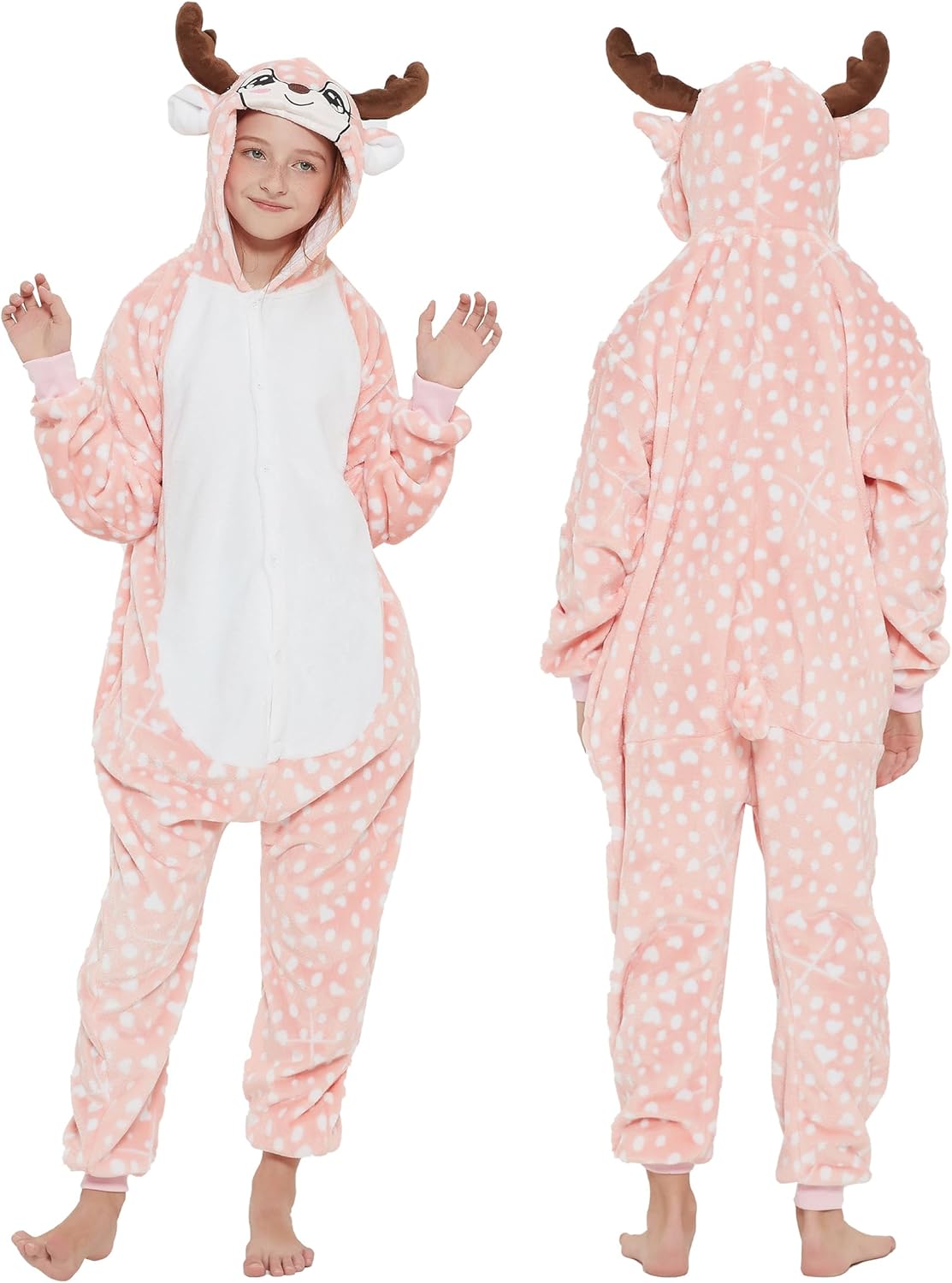 Funny Kids Deer Onesie Pajamas Reindeer Costume Girls Boys Halloween Christmas Party Cosplay - Image 5