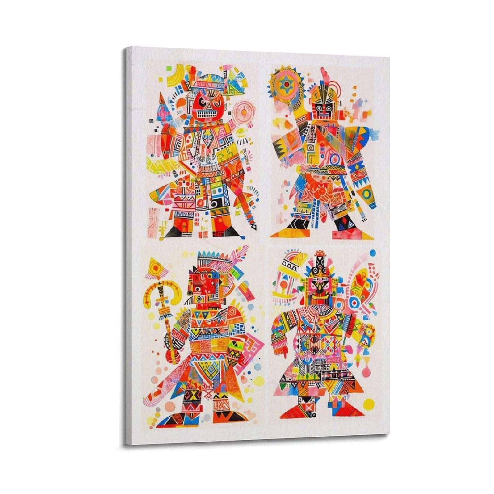 XKUGA Abstract Poster Temple Spiritual Maya Aztec Spirit Totem Modern Decorative Canvas Prints - Ideal Wall Art for Family, Man Cave, Game Room, Boys & Girls Bedroom 20x30inch(50x75cm)