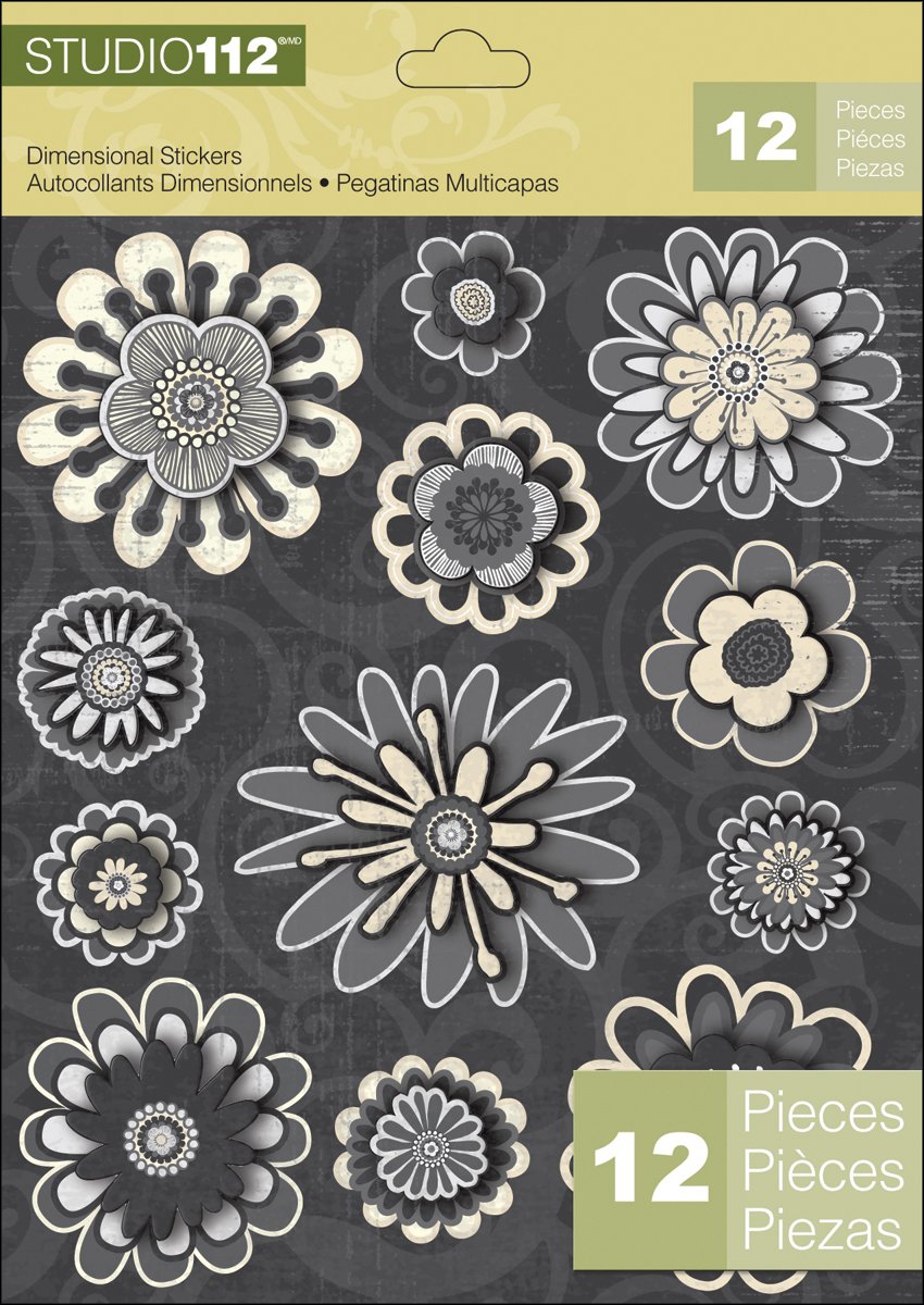 K&CompanyStudio 112 Dimensional Stickers, Flowers