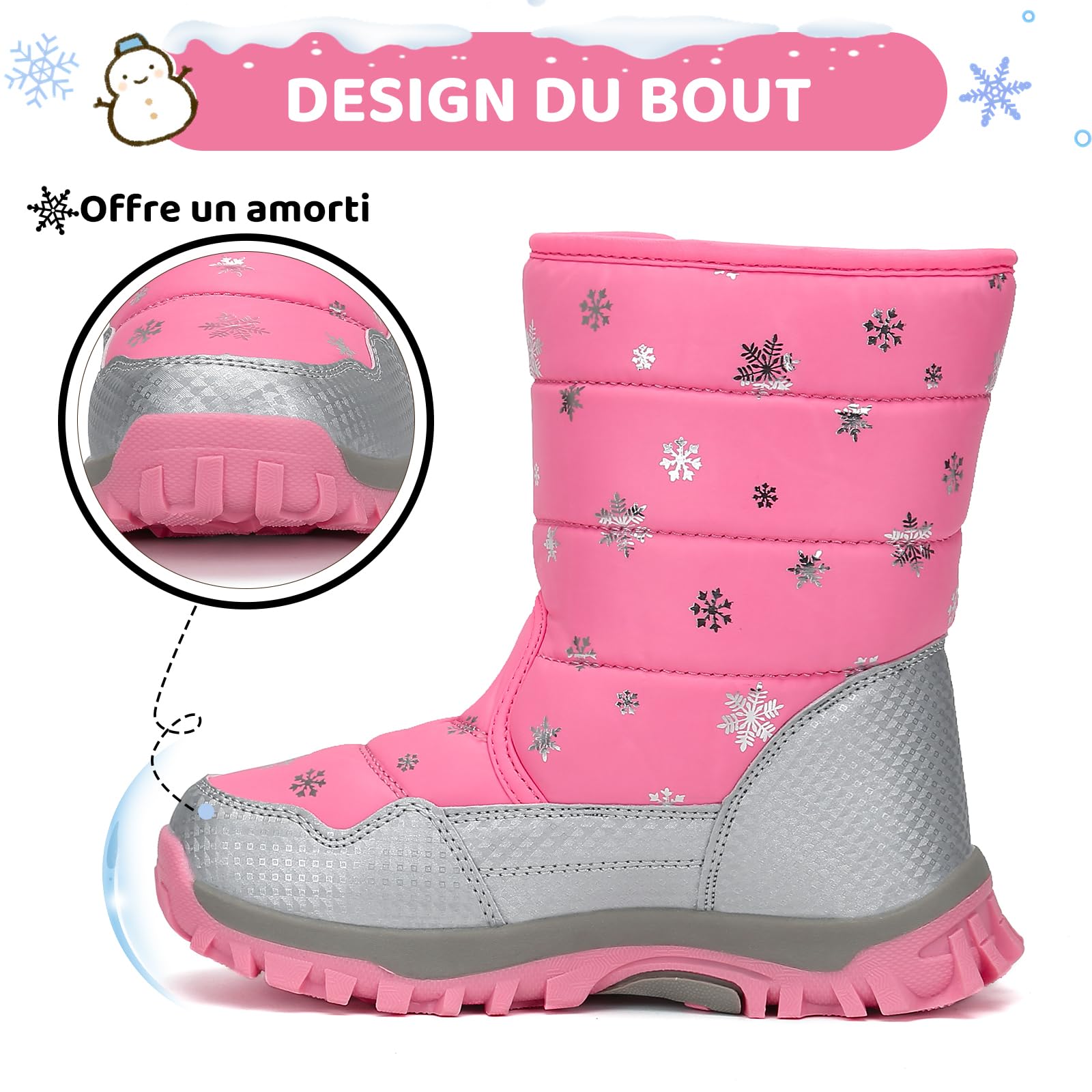 Mishansha Bottes d'hiver Chaudes Bottes de Neige Doublées 26-37 EU