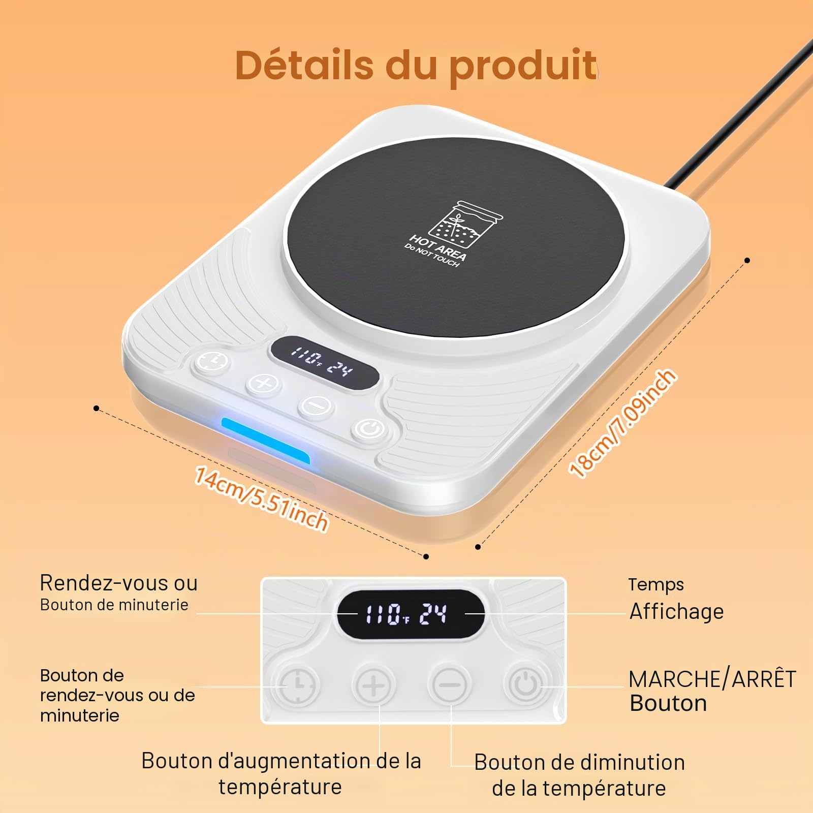Chauffe Levain, Réglable Précision à 1 °C (21–43 °C), Tapis Chauffant pour Levain avec Minuterie 24H & Fonction Mémoire, Idéal pour la Pâtisserie Maison & la Fermentation du Levain (Blanc)