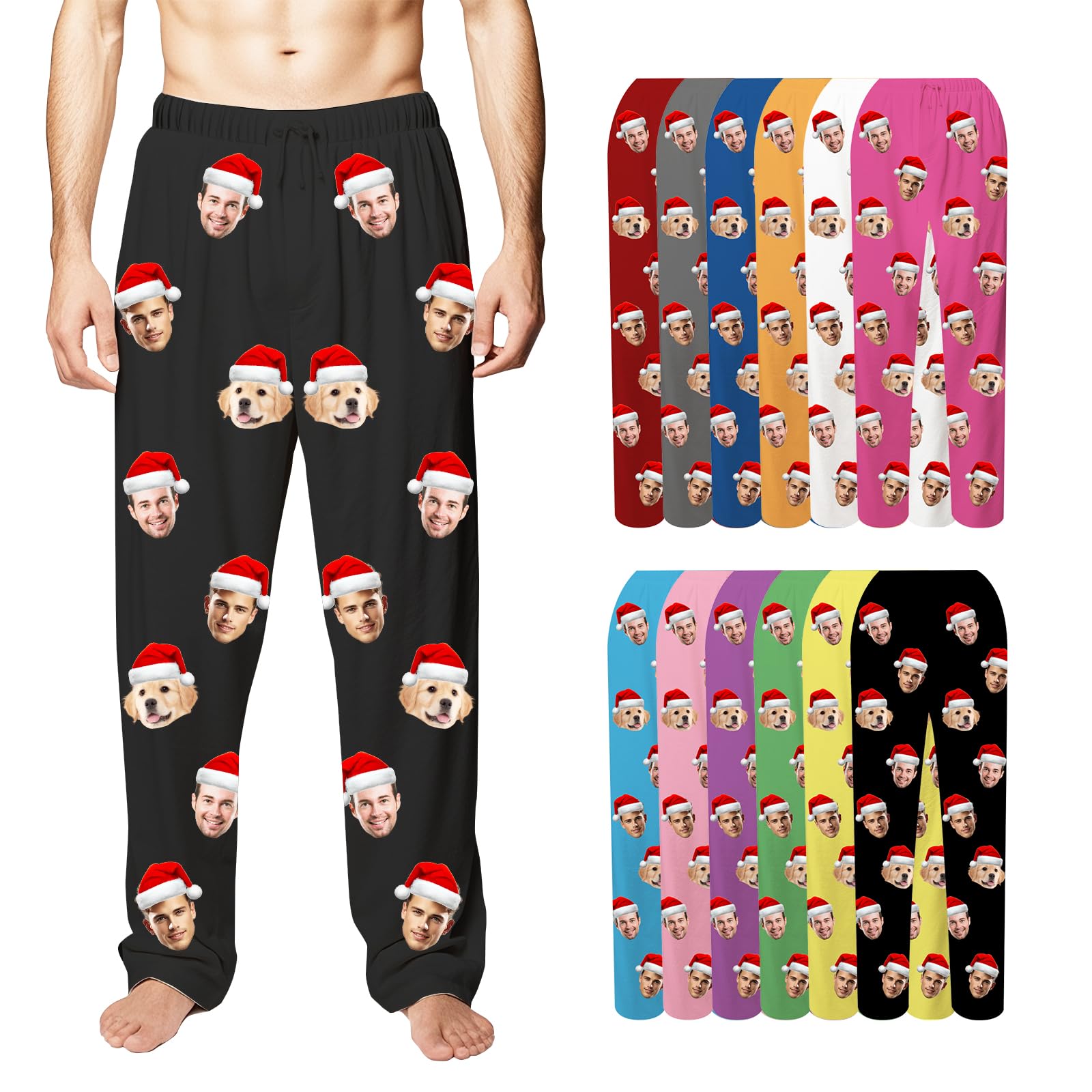 Custom Pajama Pants with Photo, Personalized Valentines Pajamas Bottoms, Customized PJ Pants Gifts for Men Women Pet