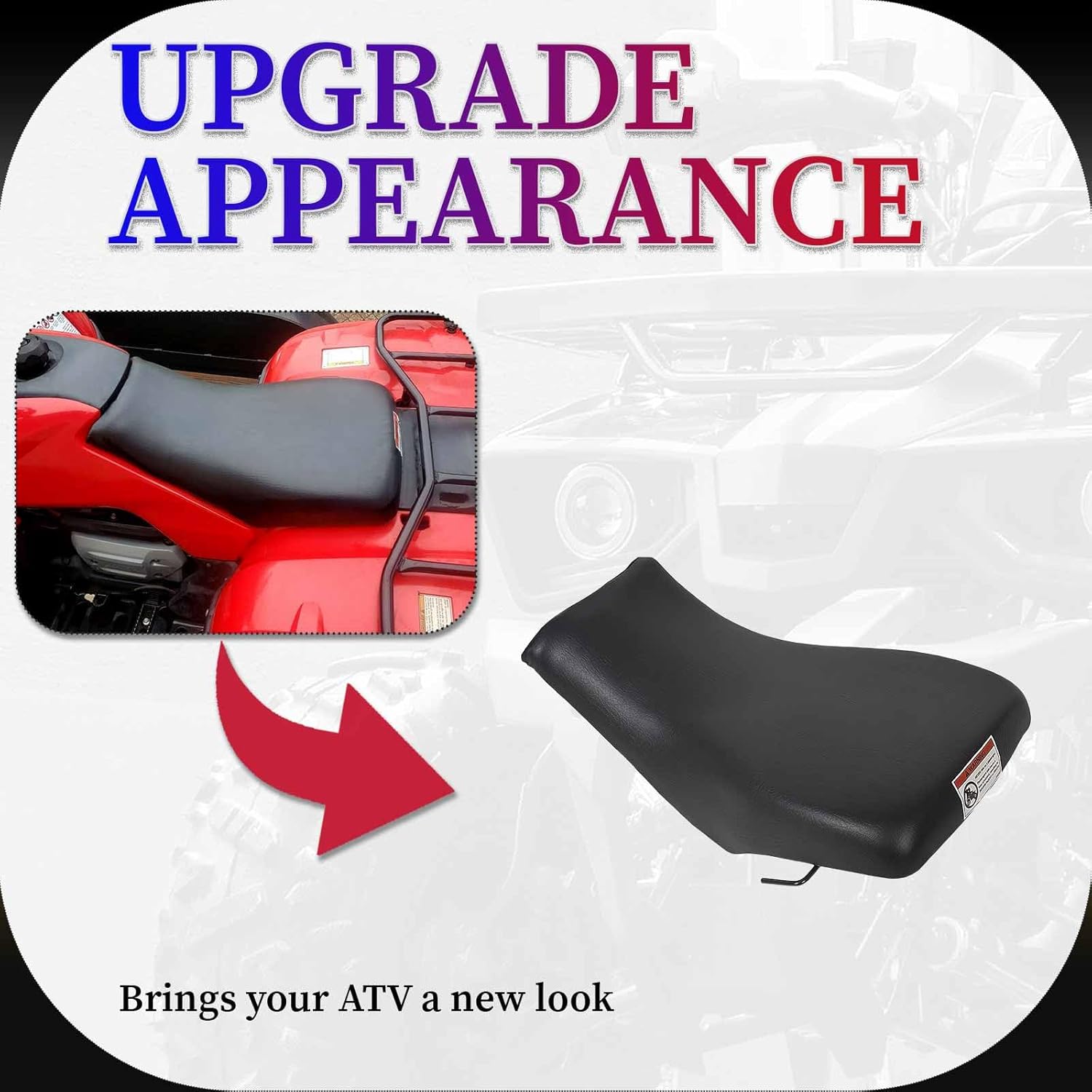 HECASA Complete Seat Compatible with 2005-2025 Honda Recon TRX250 TRX250TE TRX250TM ATV Seat Replacement for 77100-HM8-B40ZA 7100-HM8-B80ZA 77100-HM8-B00ZA Black Leather