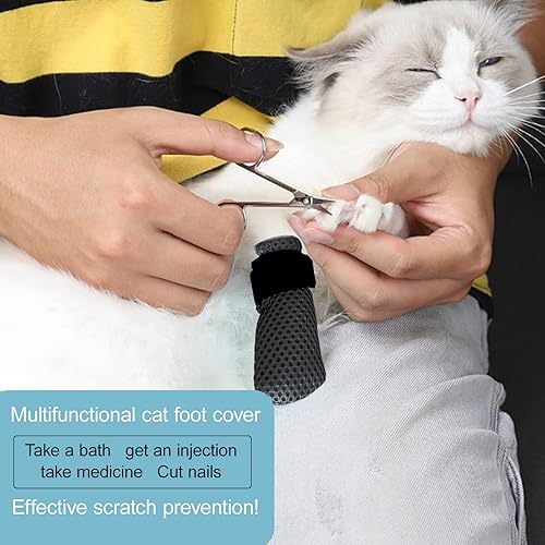Miniatura 5 de Botas de gato, fundas antiarañazos para patas de gato, protectores de malla ajustable para patas de gato, antideslizantes, transpirables, adecuadas
