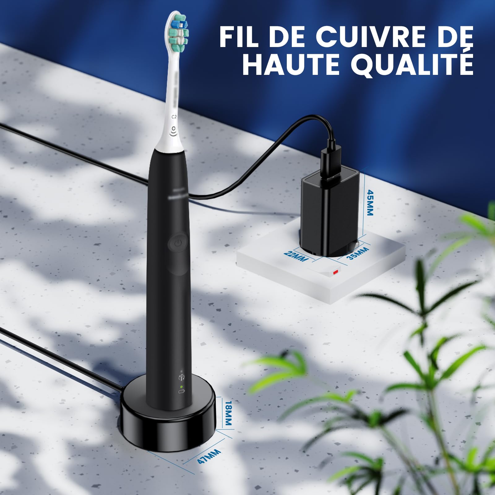 Adattatore di alimentazione di base del caricatore compatibile con Philips Sonicare 4100 3100 5500 5300 HX3675 HX3671 spazzolino elettrico cavo di ricarica USB impermeabile di ricambio con presa
