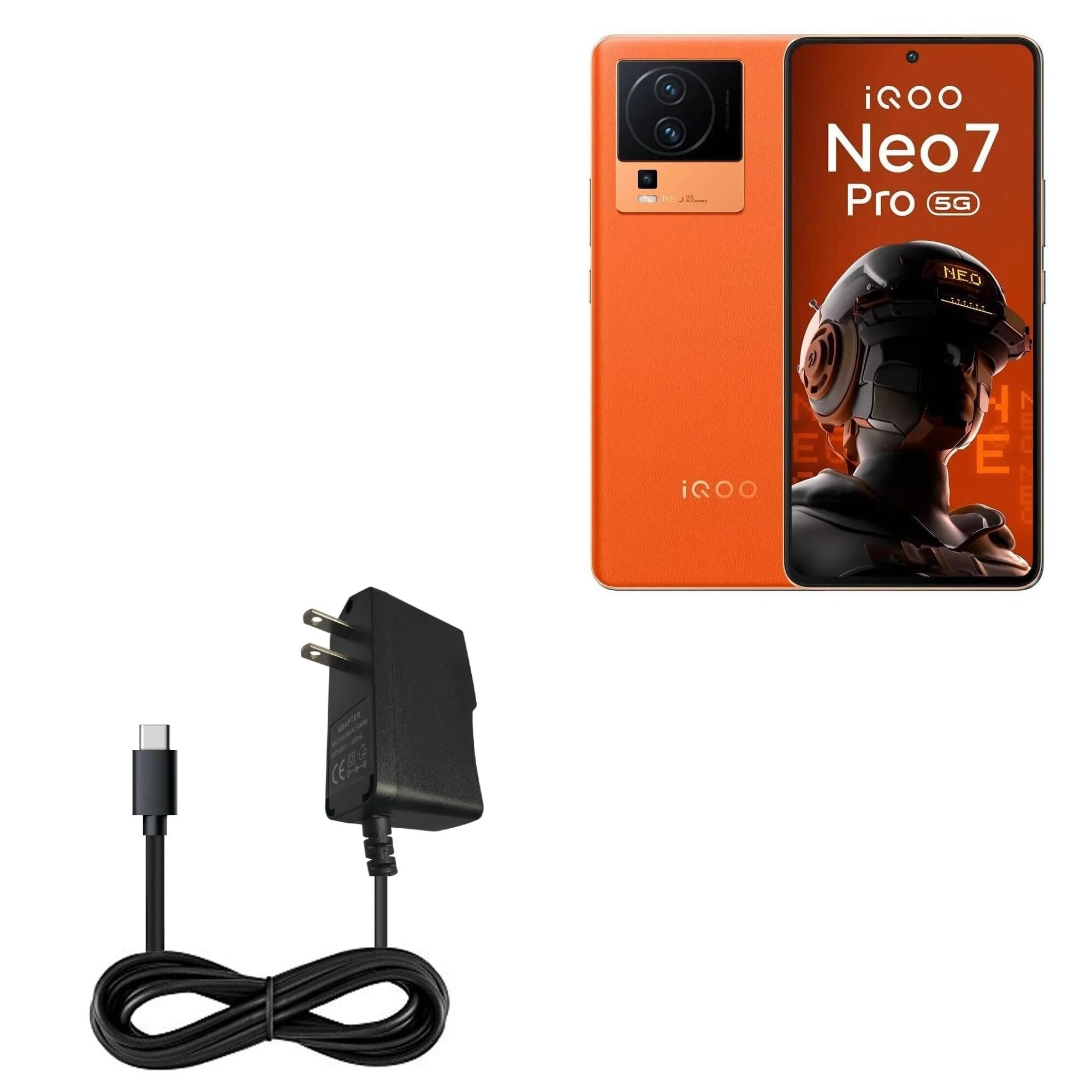 BoxWave Charger Compatible with iQOO Neo 7 Pro - Wall Charger Direct (5W), Wall Plug Charger