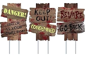 GABOSS Do Not Enter Halloween Signs for Outdoor Halloween Decorations, Warning Signs...