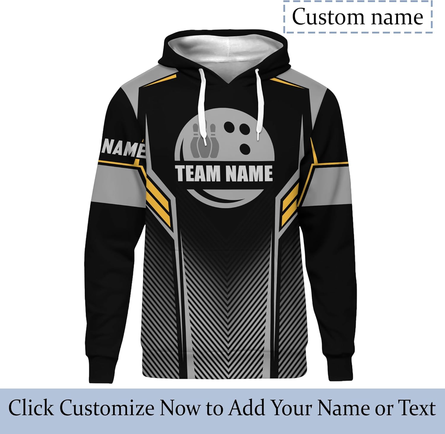 Unisex Bowling Hoodie Personalized King Bowling Pin Long Sleeve Shirt For Bowling Lover Print Bowling Clothes