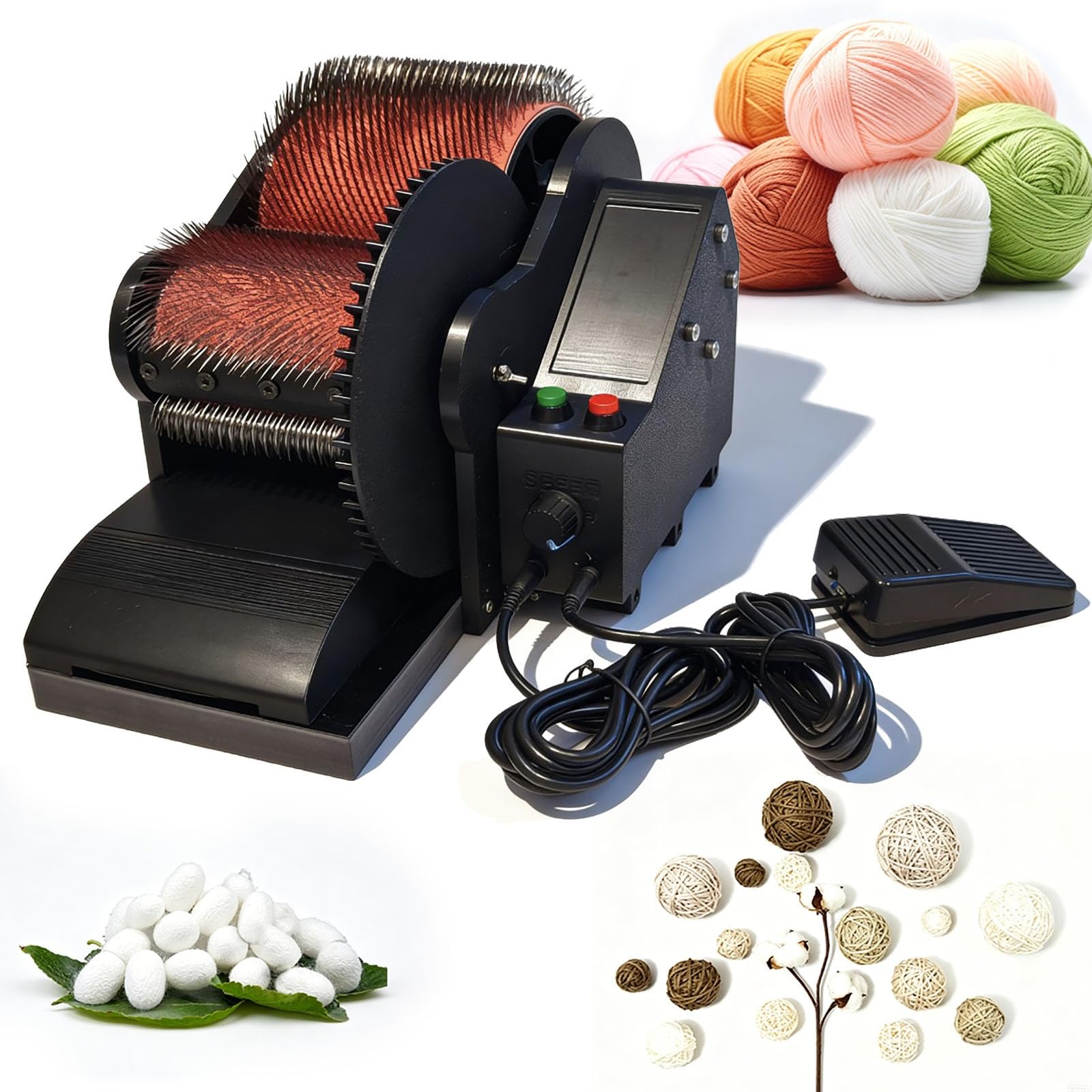 Máquina de cardado eléctrica de lana regulable para talleres textiles y textil