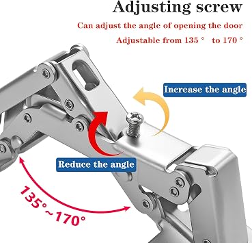 Qrity 2 Pcs Kitchen Cabinet Door Hinges, 170 Degree Hidden Frameless Hinges with Fixing Screws - Large Angle Door Hinges
