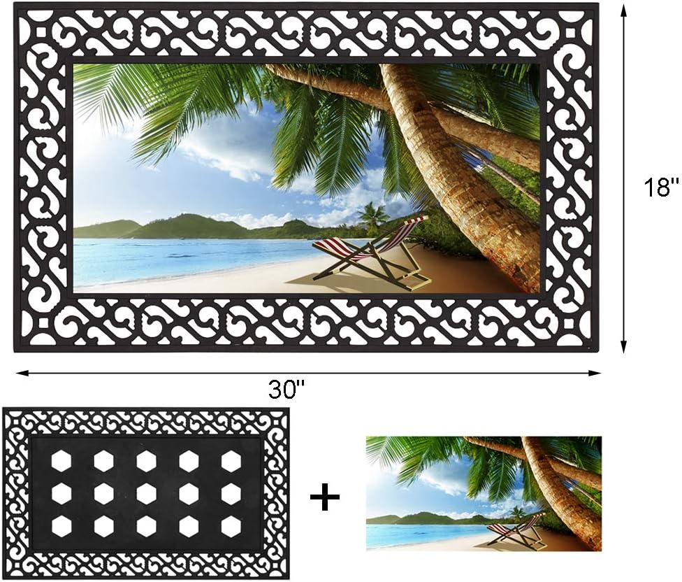 Seasonal Door Mat Inside Outside Welcome Entry Mat Floor Mat for Home, Heavy Duty Front Door Mat Non Slip Rubber, Easy Clean, 29.5x18 inch (Summer Beach - B)