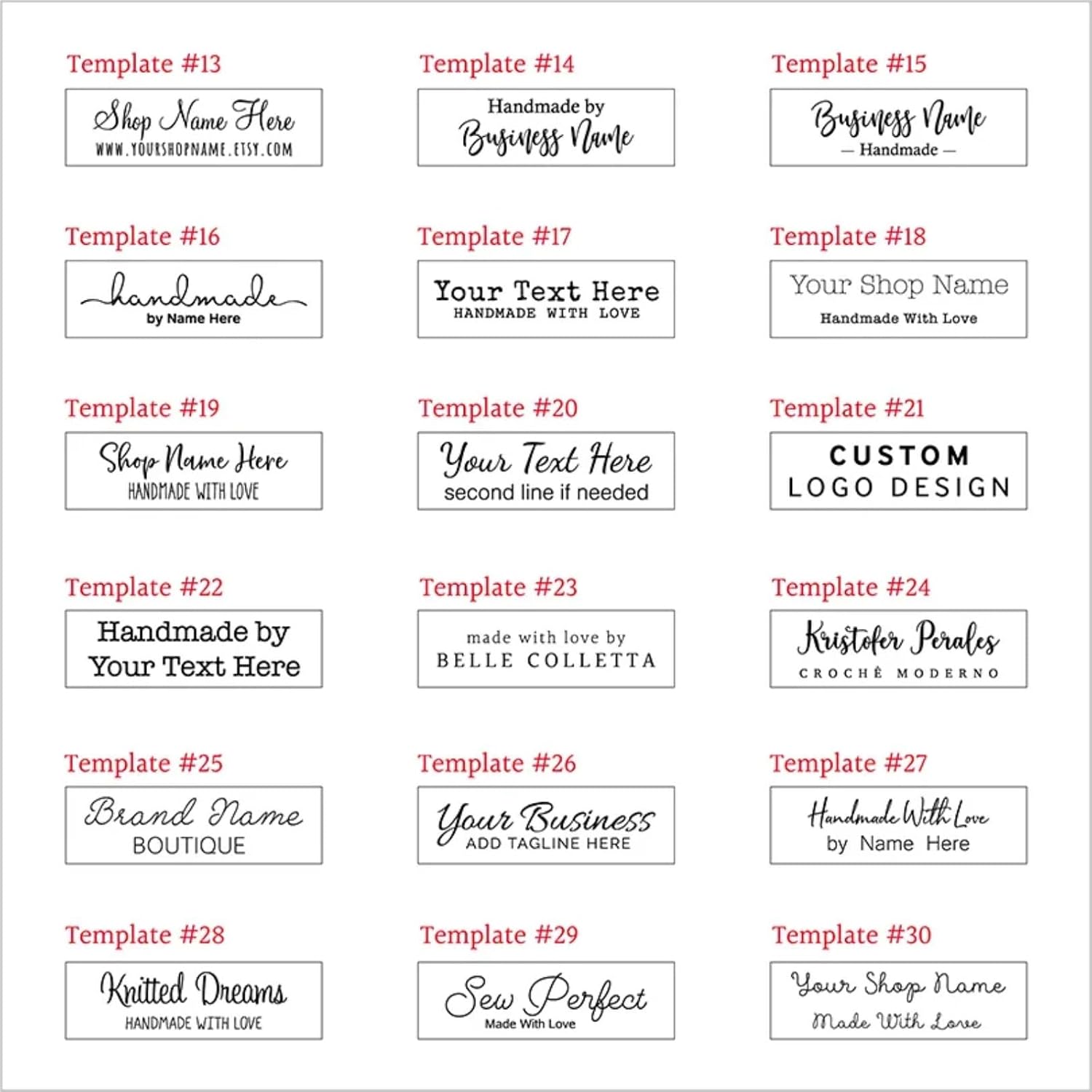 12x60mm Custom Sewing Labels for Handmade Items,Personalized Organic Cotton Twill Label,Sew on Clothing,Fabric Labels for DIY Crafts Knitting Crocheting Sewing Tags (300pcs)