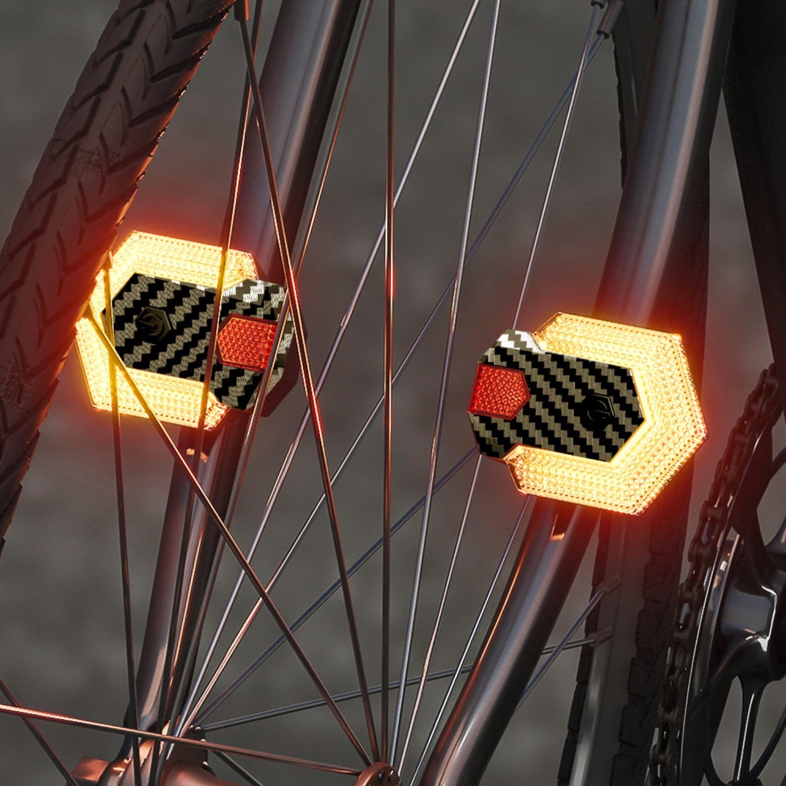 perfk Freccia Bici Luce Indicatore Fanale Campanello Allarme Rimovibile in Fibra di Carbonio Senza Cablaggio per Segnalazione di Svolta E Maggiore