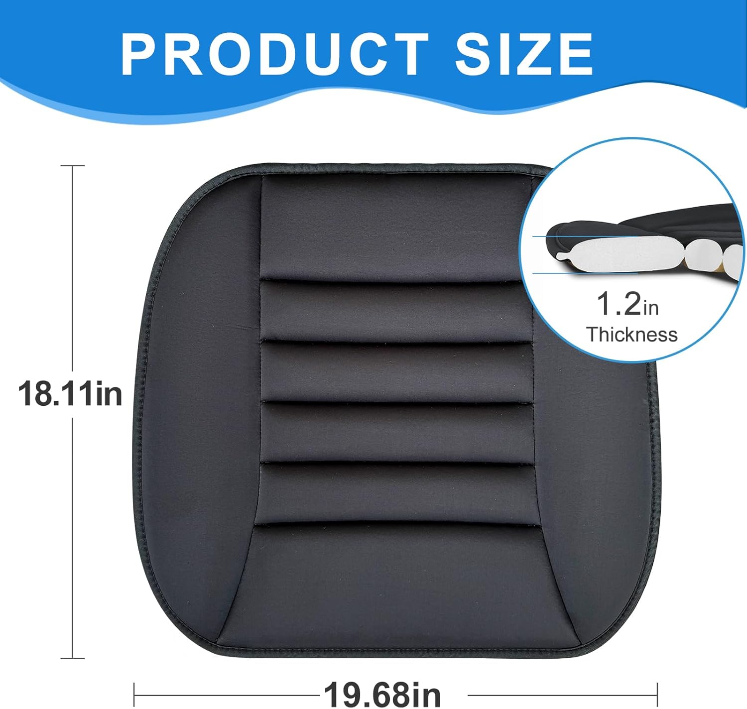 Car Seat Cushion Pad with 1.2inch Comfort Seat Protector for Car Driver Seat Office Chair Home Use Memory Foam Seat Cushion with Non Slip Bottom - Image 6