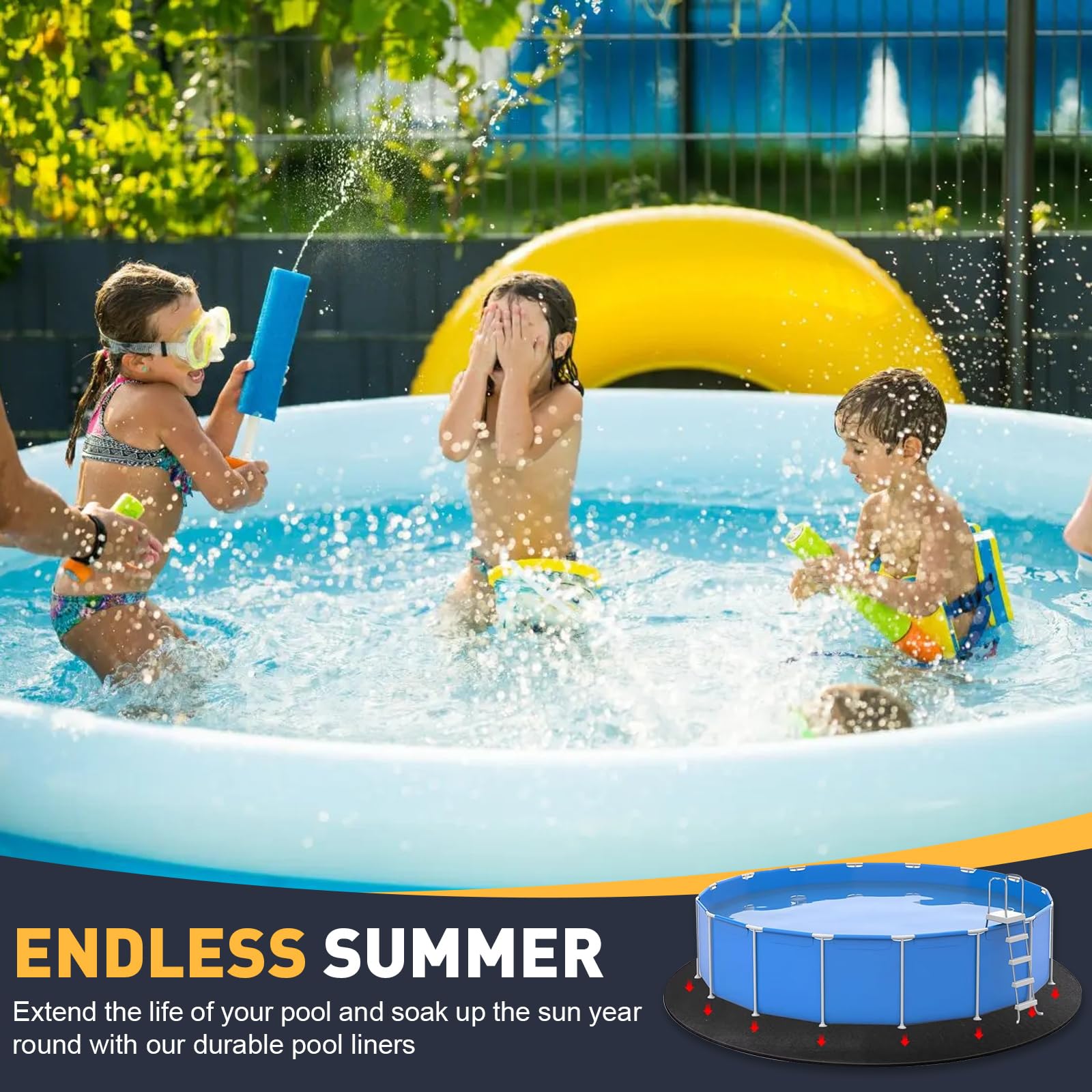 Revestimiento Redonda para Piscina Suelo 5M Lona Piscinas, Protección Tapiz de Fieltro, Esterilla de Protección Térmica y Aislante, Evita Pinchazos