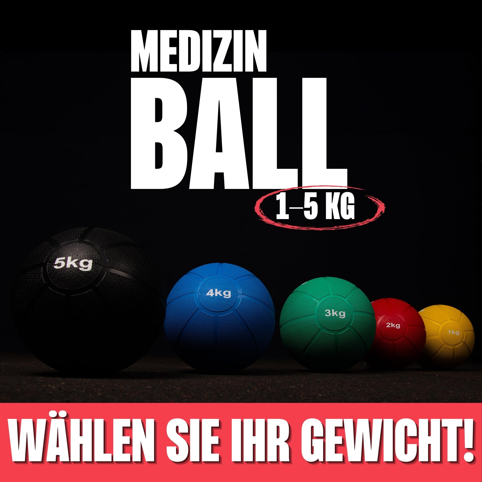 MATCHU -Medizinball | Medicine Ball | Vollgummi | Erhältlich in 1kg, 2kg, 3kg, 4kg und 5kg