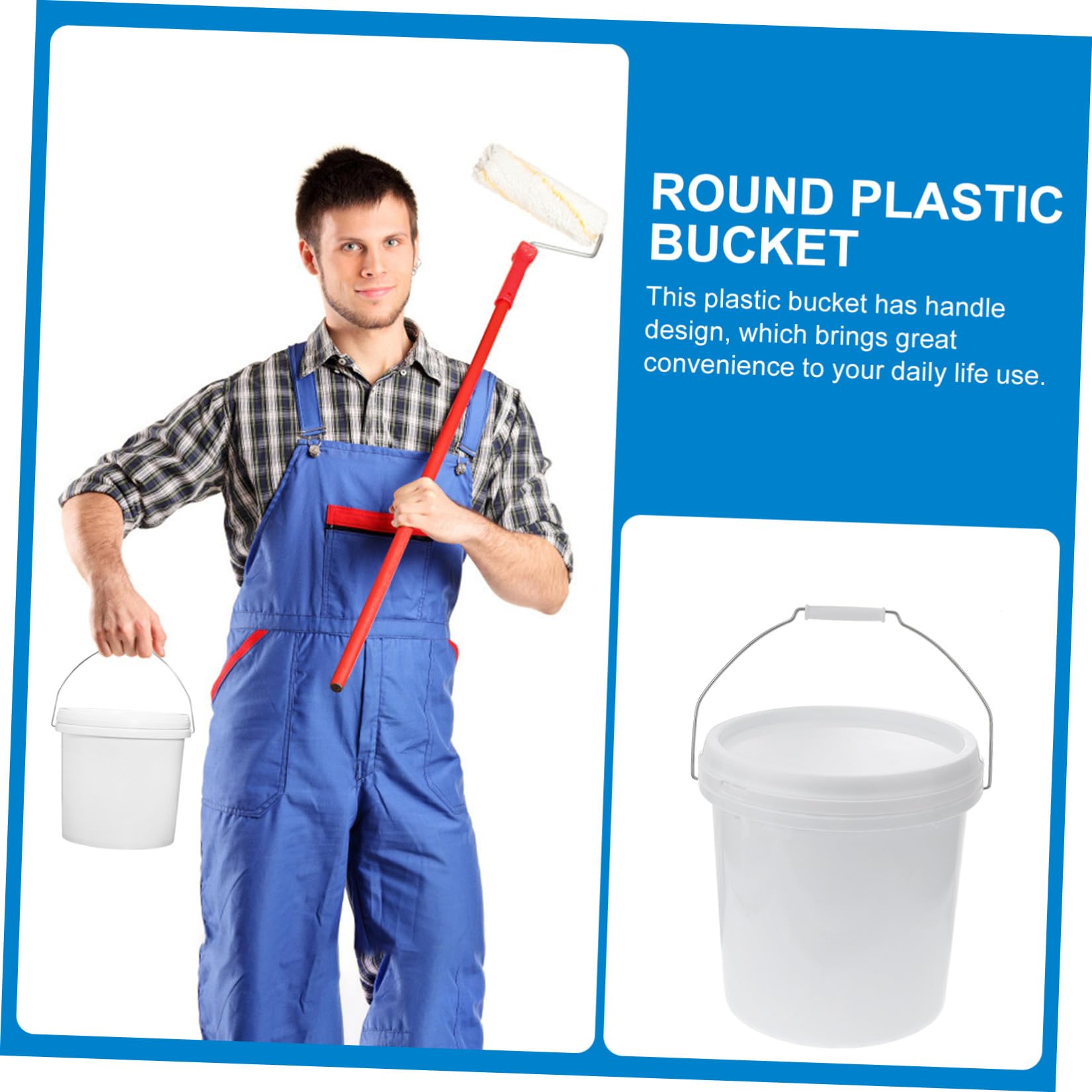Mikinona Seau Hermétique en Plastique Blanc 10L, Seau Portatif Robuste pour Eau et Produits de Nettoyage, Usage Maison, 3 Gallons