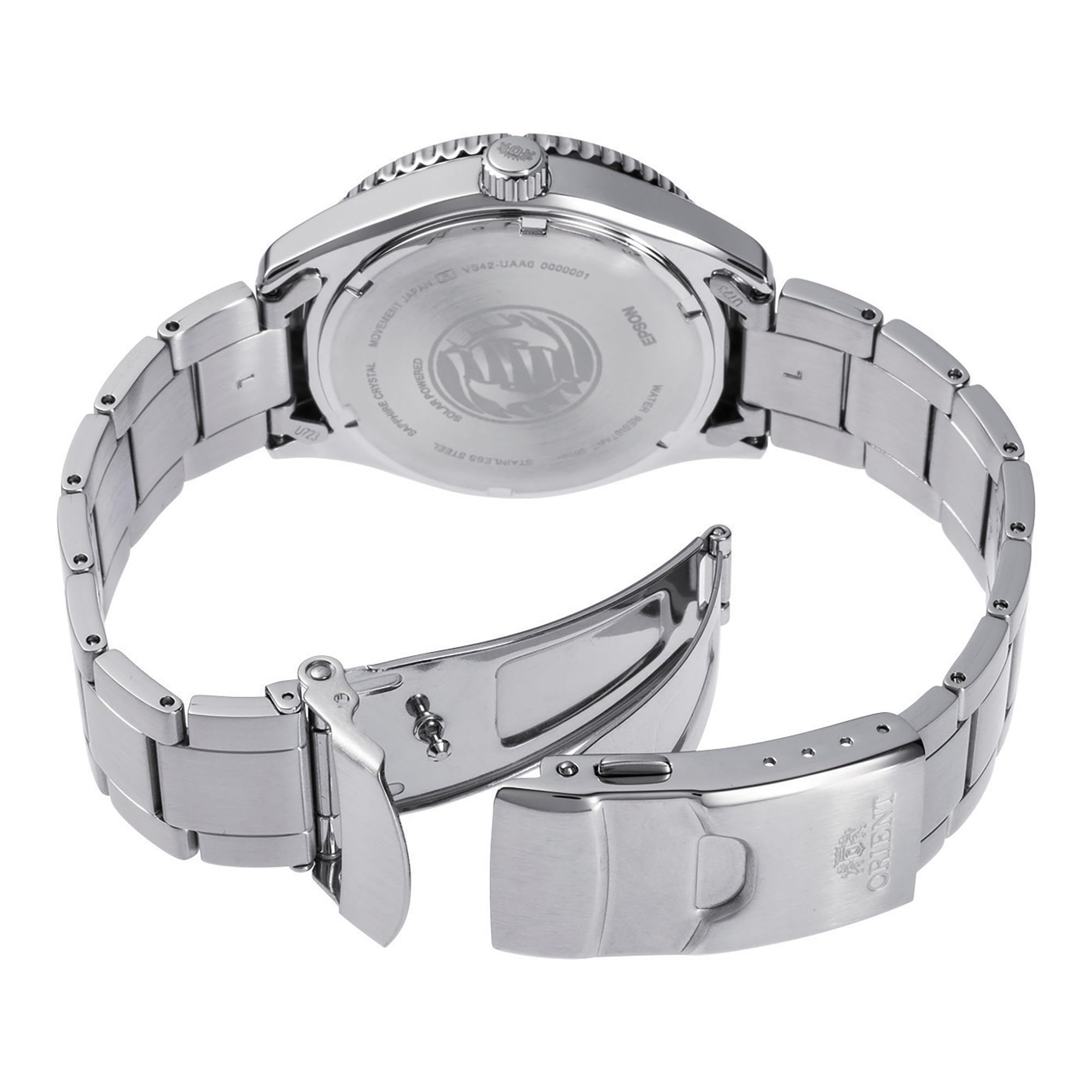 ORIENT Sports Diver Mako Solar 40 mm - Zegarek na rękę ze stali sportowej do nurkowania na co dzień RA-WJ00, granatowy, Sportowy