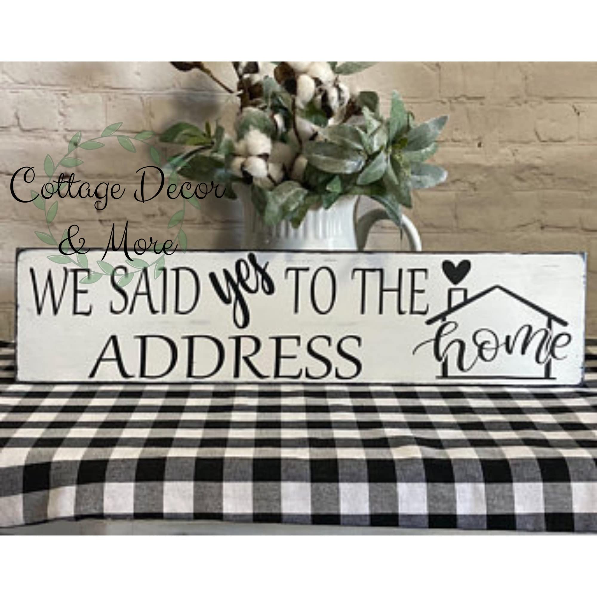 Szhmz Colour-590 We Said Yes To The Address, House Warming Gift, First Time Home Buyers Gift Decor Metalen Signs With Sayings 4X16 Inch