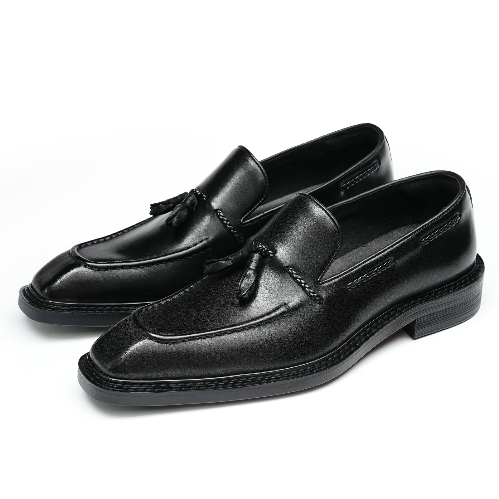 Mocasines con Borlas Negocios Casuales Zapatos Slip On en Cuero Genuino